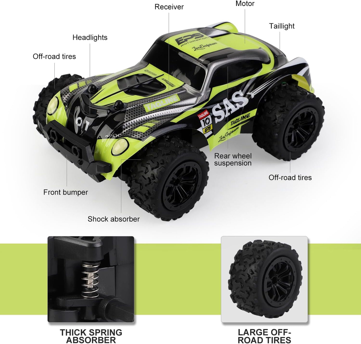SKY-TOUCH 1:20 scale high speed remote control car, 2.4GHz high speed all terrain off-road remote control truck, boy car toy, waterproof electric car, durable toy gift, suitable for boys aged 6-14.