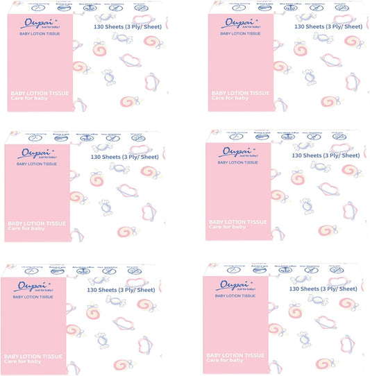 SKY-TOUCH Baby Facial Tissues,130 Tissues per Pack baby Ultra Soft & Moisturizing Wipes for Baby's SensitiveSkin,Hypoallergenic Facial Tissue with Gentle Care LotionTravel&HomeUse(6 Pack-780 Tissues)