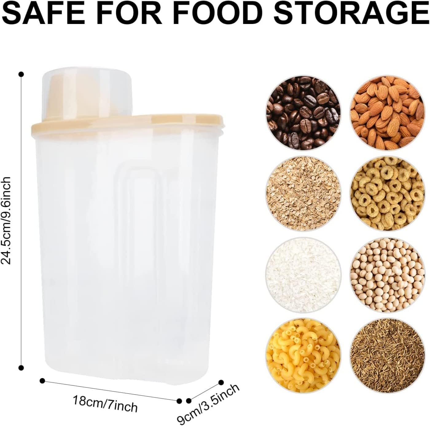 100pcs Cereal Containers 4pcs with Measuring Cup, 2.5L Food Storage Containers, Kitchen Pantry Airtight Plastic Storage Organizer, Food Grade and BPA Free, for Cereal, Dry Food, Flour and Sugar