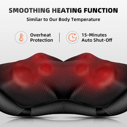 SKY-TOUCH Neck and Shoulder Massager with Heat, Deep Tissue Shiatsu 3D Kneading Massager for Muscle Relaxation & Pain Relief, Ideal for Shoulder, Home and Office, Gifts (Black)