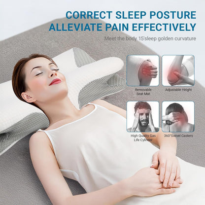 SKY-TOUCH Memory Foam Pillow, Cervical Pillow for Neck and Shoulder, Orthopedic Pillow, Ergonomic Neck Support Pillow for Side/Supine/Prone Sleepers - Removable Pillowcase and Zippered