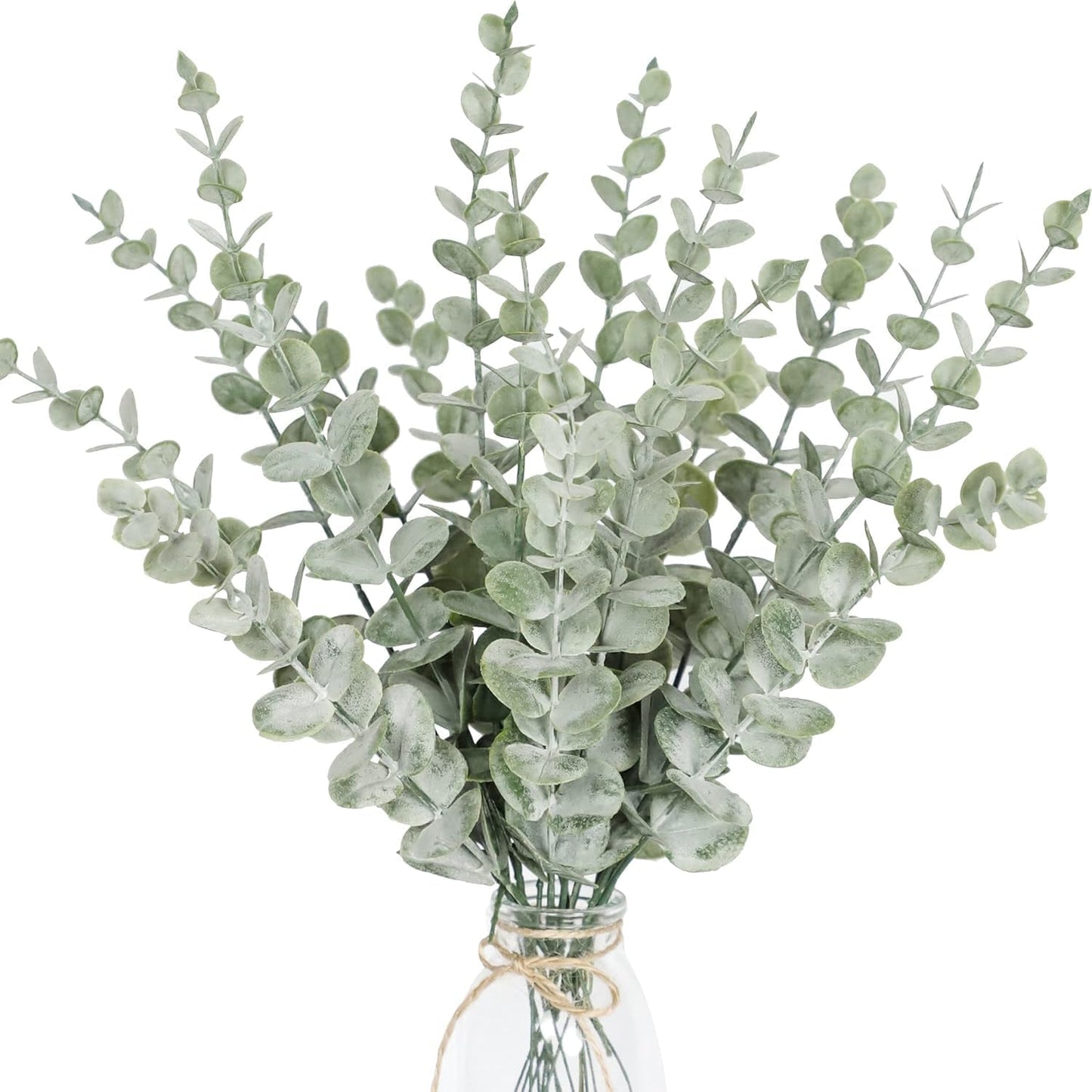 SKY-TOUCH 18 Pcs Artificial Eucalyptus Branches Realistic Faux Flowers Suitable For Home And Office Bouquets Table Centerpieces And Wedding Decorations Dark Green