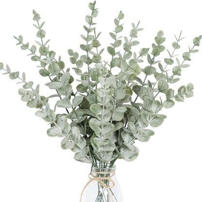 SKY-TOUCH 18 Pcs Artificial Eucalyptus Branches Realistic Faux Flowers Suitable For Home And Office Bouquets Table Centerpieces And Wedding Decorations Dark Green