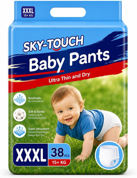 SKY-TOUCH Baby Diaper Pants, Comfort Taped Diapers, Double Layer Leakage Protection Infused, Cottony Soft High Absorb Technology