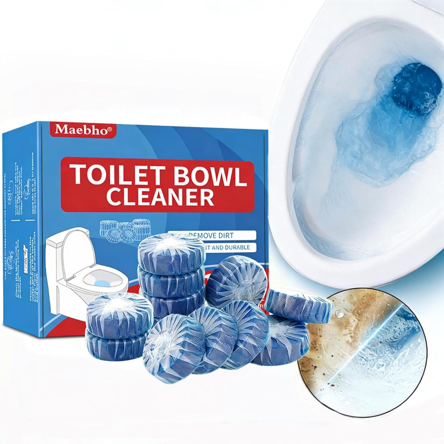 SKY-TOUCH Toilet Cleaning Blocks with Blue Foam – 12-Pack, Long-Lasting Toilet Cleaner, Deodorizes & Cleans, Easy to Use