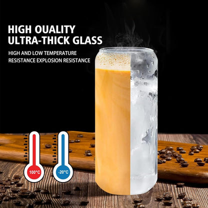 SKY-TOUCH 2 Pcs 550ml Glass Cups with Bamboo Lids and Straws, Clear Iced Coffee Glasses Set, Cute Aesthetic Reusable Drinking Tumblers for Tea, Coffee, Smoothie, Soda
