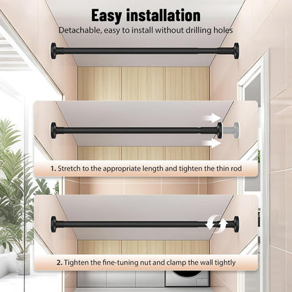 SKY- TOUCH Shower Curtain Rod, Extendable Bar Telescopic Stainless Steel Rod with Non-Slip & Detachable Base, Holds 84kg Expansion range 110-190cm for Bathroom Window Closet Wardrobe - No Drill