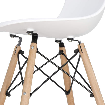 SKY-TOUCH pack Modern Dining Chair Dining Side Chairs set of 1, Simple Office Chair, Lounge Shell Chair with Folding Wood Legs and Plastic Seat, for Kitchen, Dining, Bedroom, Living Room,White