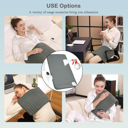 SKY-TOUCH Heating pad, Electric Heat Pad with Automatic Switch-Off and 9 Temperature (35°-75°) Heating pad for Back Neck Shoulder Belly Heating Technology - Machine Washable,30 * 60cm,Grey