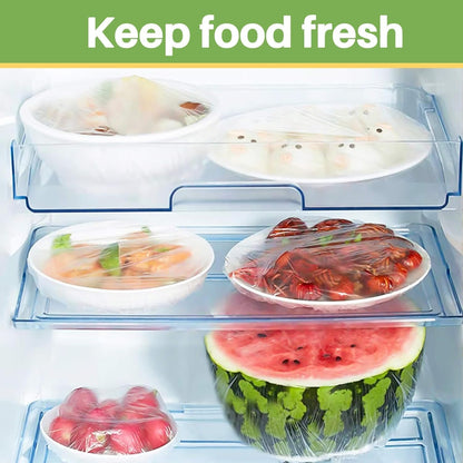 SKY-TOUCH 300PCS Food Covers Plastic Stretch - Large Reusable Fresh Keeping Bags/Plate Cover Food Fresher for Containers, Elastic Storage Meal Prep Dish Plate Plastic Family Outdoor Picnic