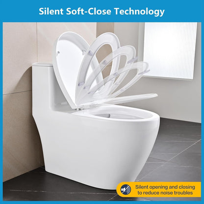 SKY-TOUCH U Shape Toilet Seat, Soft Close Toilet Seat, Removable Potty Training Toilet Seat, Easy to Clean Simple Installation Top and Bottom Fittings, 45x36.5cm