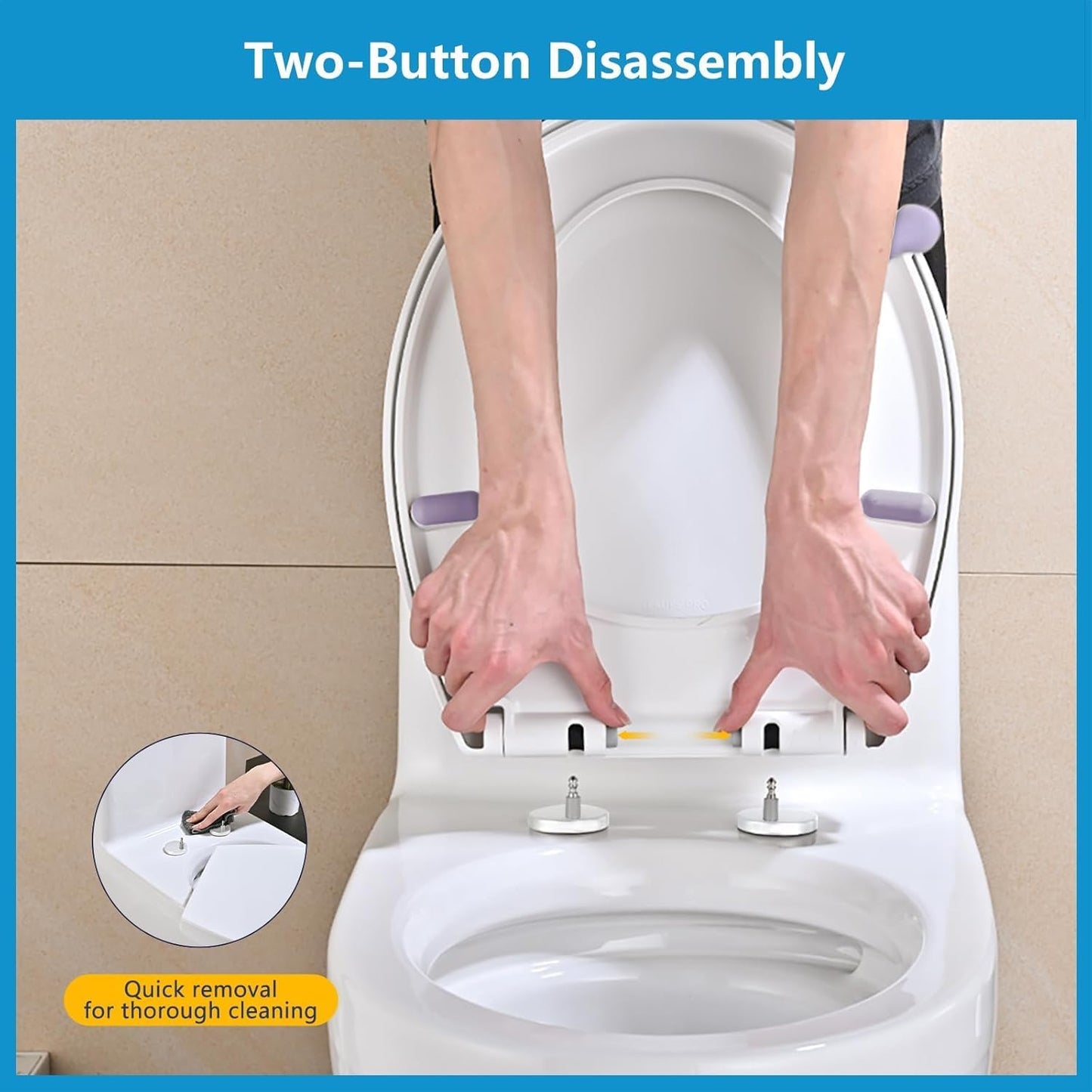 SKY-TOUCH U Shape Toilet Seat, Soft Close Toilet Seat, Removable Potty Training Toilet Seat, Easy to Clean Simple Installation Top and Bottom Fittings, 45x36.5cm