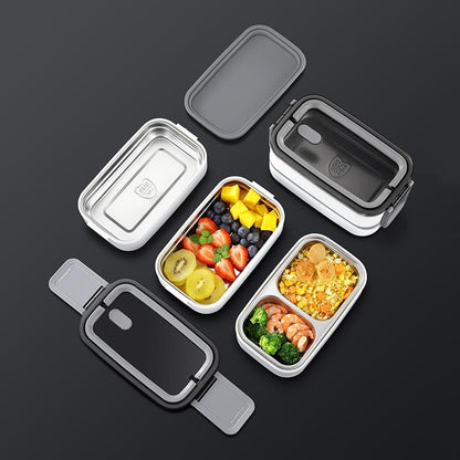 SKY-TOUCH Insulated Lunch Box,Double Layer Stainless Steel Heated Bento Box,Leakproof Lunchbox with Detachable Divider,Microwave Food Safe,with Utensils and Bento Box Bag- BFA Free