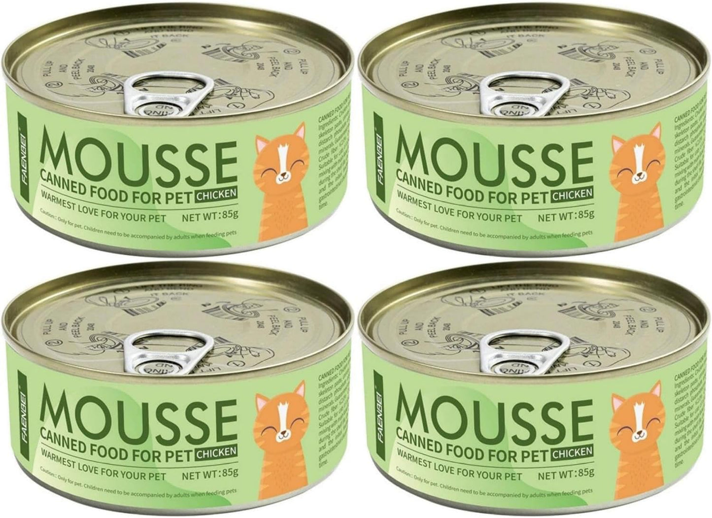 SKY-TOUCH Wet Cat Food Can, Premium Cat Food Mousse 85g, Grain-Free Soft Pâté with Taurine, Vitamins & Minerals – High Protein Balanced Nutrition for Kittens & Adult Cats(Chicken, Pack of 4)