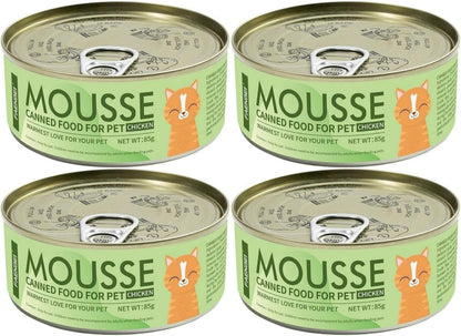 SKY-TOUCH Wet Cat Food Can, Premium Cat Food Mousse 85g, Grain-Free Soft Pâté with Taurine, Vitamins & Minerals – High Protein Balanced Nutrition for Kittens & Adult Cats(Chicken, Pack of 4)