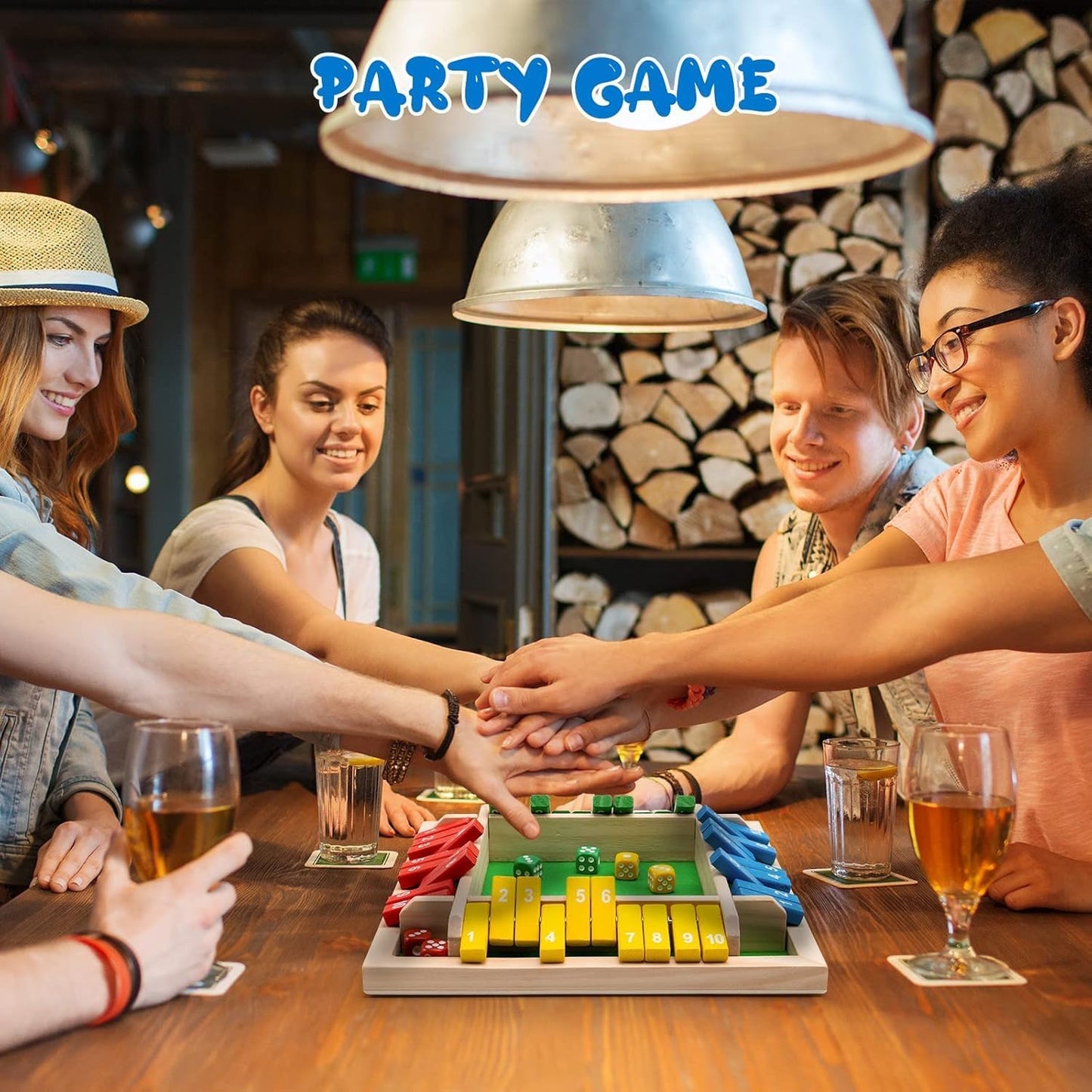 SKY-TOUCH Shut The Box Dice Game, 4-player wooden dice game, Family wooden desktop math game, 8 dice classic desktop game, Suitable for family education,Fun party classroom desktop game,Kids Adults.