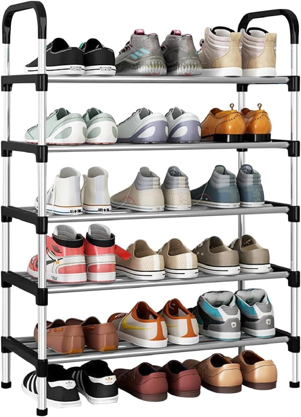 SKY-TOUCH Shoe Rack,Shoes Cabinet Organizer, 5-Tier Shoe Storage with 5 Mesh Shelves,Freestanding Shoe Shelves,for Entryway and Closet,Black,58 * 26 * 95cm