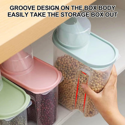 100pcs Cereal Containers 4pcs with Measuring Cup, 2.5L Food Storage Containers, Kitchen Pantry Airtight Plastic Storage Organizer, Food Grade and BPA Free, for Cereal, Dry Food, Flour and Sugar