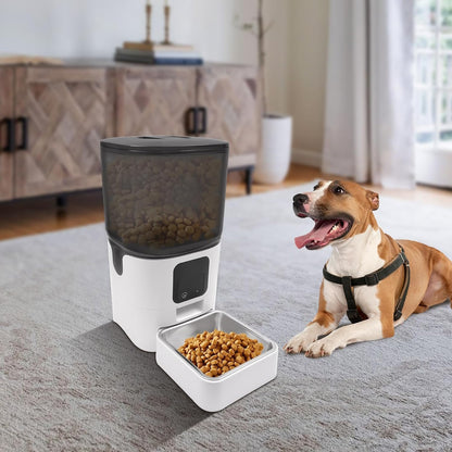 SKY-TOUCH Smart Automatic Cat Feeders: WiFi Pet Feeder with APP Control for Remote Feeding, Detachable for Easy Clean, Automatic Cat Food Dispenser with Alexa,1-30 Meals Per Day for Dog (6L/25Cup)