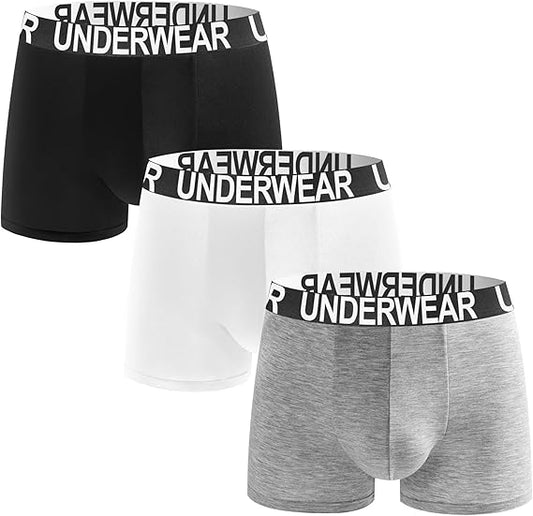 SKY-TOUCH 3pcs Men’s Boxer Briefs 2XL,Ultra Soft Breathable Cotton Stretch Underwear with 3D Support Pouch,Moisture Wicking Cool Dry No Ride Up Comfort Underpants Suitable for 90kg-100kg,35*26*0.1cm