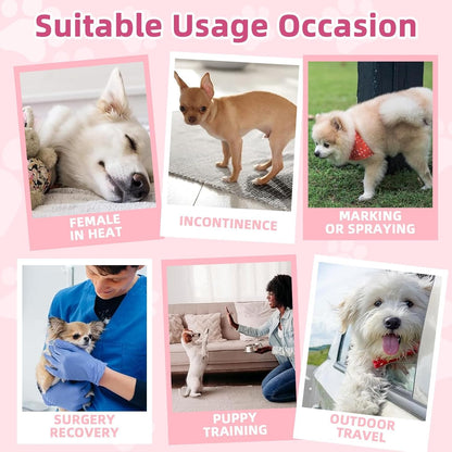 SKY-TOUCH 10 pieces Dog Nappies Female,Disposable Dog Belly Bands for Female Dog,Super Absorbent & 360°Leakage Protection,Preventing Dogs from Marking and Urinating in the Room,M size for 3-7kg,Pink