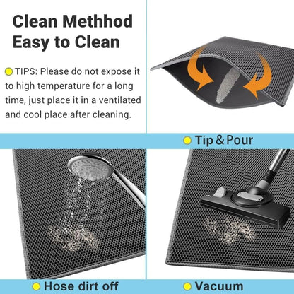 SKY-TOUCH Cat Litter Mat,Cat Litter Tray Mat, Honeycomb Double Layer Design, Urine and Waterproof Material, Washable,Easy to clean, keep clean,60 * 40cm,Grey
