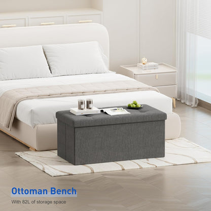 SKY-TOUCH Ottoman Seat Storage Stool, Folding Storage Ottoman Cube, Space-Saving Cube Footrest Seat for Bedroom, Hallway, Living Room,Light Grey,76 * 38 * 38cm(Capacity 150KG) 1 pack