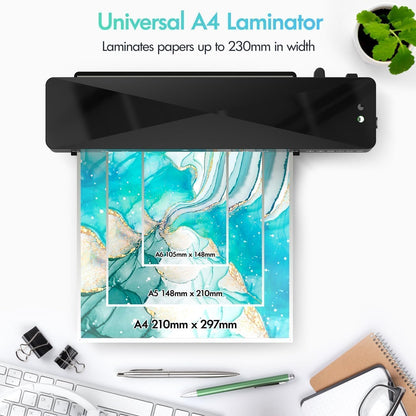 SKY-TOUCH A4 Laminater Hot & Cold Machine,Desktop Portable Laminater,with 15 pcs A4/A5/A6 Laminating Pouches,ABS Control film removal,2-3min Warm-Up For Home Office, Schoo,Black,332 * 91 * 66mm