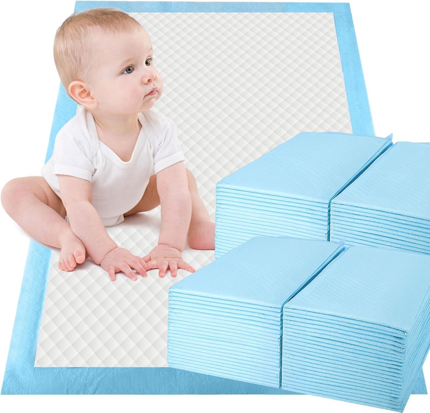 SKY-TOUCH 50 Pieces Baby Disposable Changing Mats,Waterproof Baby Changing Pads, 45x60 cm, Highly Absorbent Leakproof Changing Pad Baby, Ultra soft Diaper Changing Mat Underpads for Baby Pink