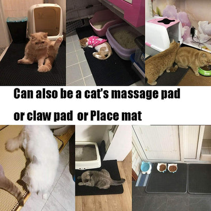 SKY-TOUCH Cat Litter Mat,Cat Litter Tray Mat, Honeycomb Double Layer Design, Urine and Waterproof Material, Washable,Easy to clean, keep clean,60 * 40cm,Grey