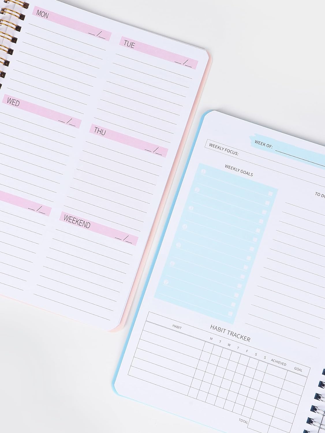 SKY-TOUCH A5 Weekly Planner : To Do List Notebook with 52 Undated Sheets Daily Planner with Goal Habit Tracker Organizer for Office Home School Work Study Life