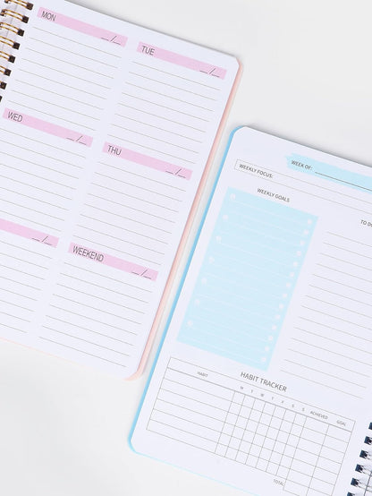 SKY-TOUCH A5 Weekly Planner : To Do List Notebook with 52 Undated Sheets Daily Planner with Goal Habit Tracker Organizer for Office Home School Work Study Life