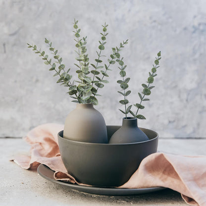SKY-TOUCH 18 Pcs Artificial Eucalyptus Branches Realistic Faux Flowers Suitable For Home And Office Bouquets Table Centerpieces And Wedding Decorations Dark Green