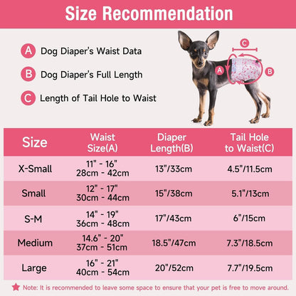 SKY-TOUCH 10 pieces Dog Nappies Female,Disposable Dog Belly Bands for Female Dog,Super Absorbent & 360°Leakage Protection,Preventing Dogs from Marking and Urinating in the Room,M size for 3-7kg,Pink