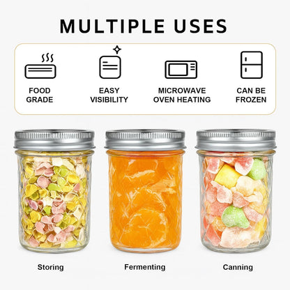 SKY-TOUCH 8 PACK Glass Mason Jars with Metal Lids, 230ml / 7.8oz Airtight Canning Jars, Food Storage Jars for Overnight Oats, Preserving Jam, Pickling, Jelly, Meal Prep, Transparent