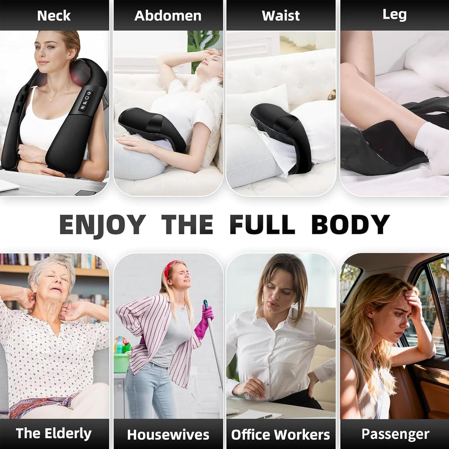 SKY-TOUCH Neck and Shoulder Massager with Heat, Deep Tissue Shiatsu 3D Kneading Massager for Muscle Relaxation & Pain Relief, Ideal for Shoulder, Home and Office, Gifts (Black)