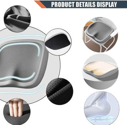 SKY-TOUCH memory foam seat cushion, relieves coccyx, sciatica, back pain, ergonomic seat cushion, suitable for office chairs, cars, office workers, pregnant women (gray)