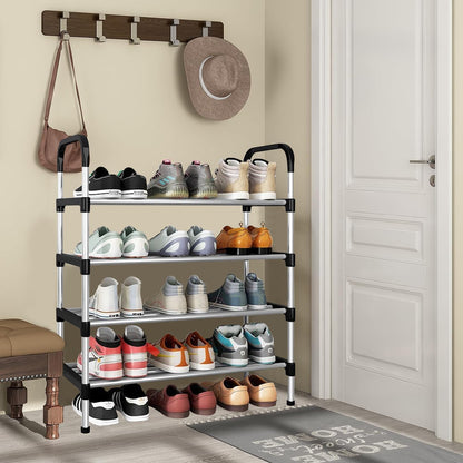 SKY-TOUCH Shoe Rack,Shoes Cabinet Organizer, 5-Tier Shoe Storage with 5 Mesh Shelves,Freestanding Shoe Shelves,for Entryway and Closet,Black,58 * 26 * 95cm