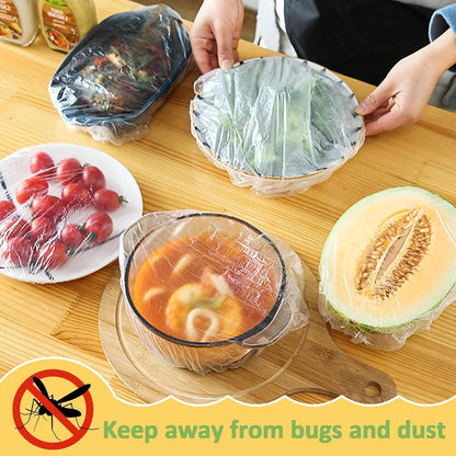SKY-TOUCH 300PCS Food Covers Plastic Stretch - Large Reusable Fresh Keeping Bags/Plate Cover Food Fresher for Containers, Elastic Storage Meal Prep Dish Plate Plastic Family Outdoor Picnic