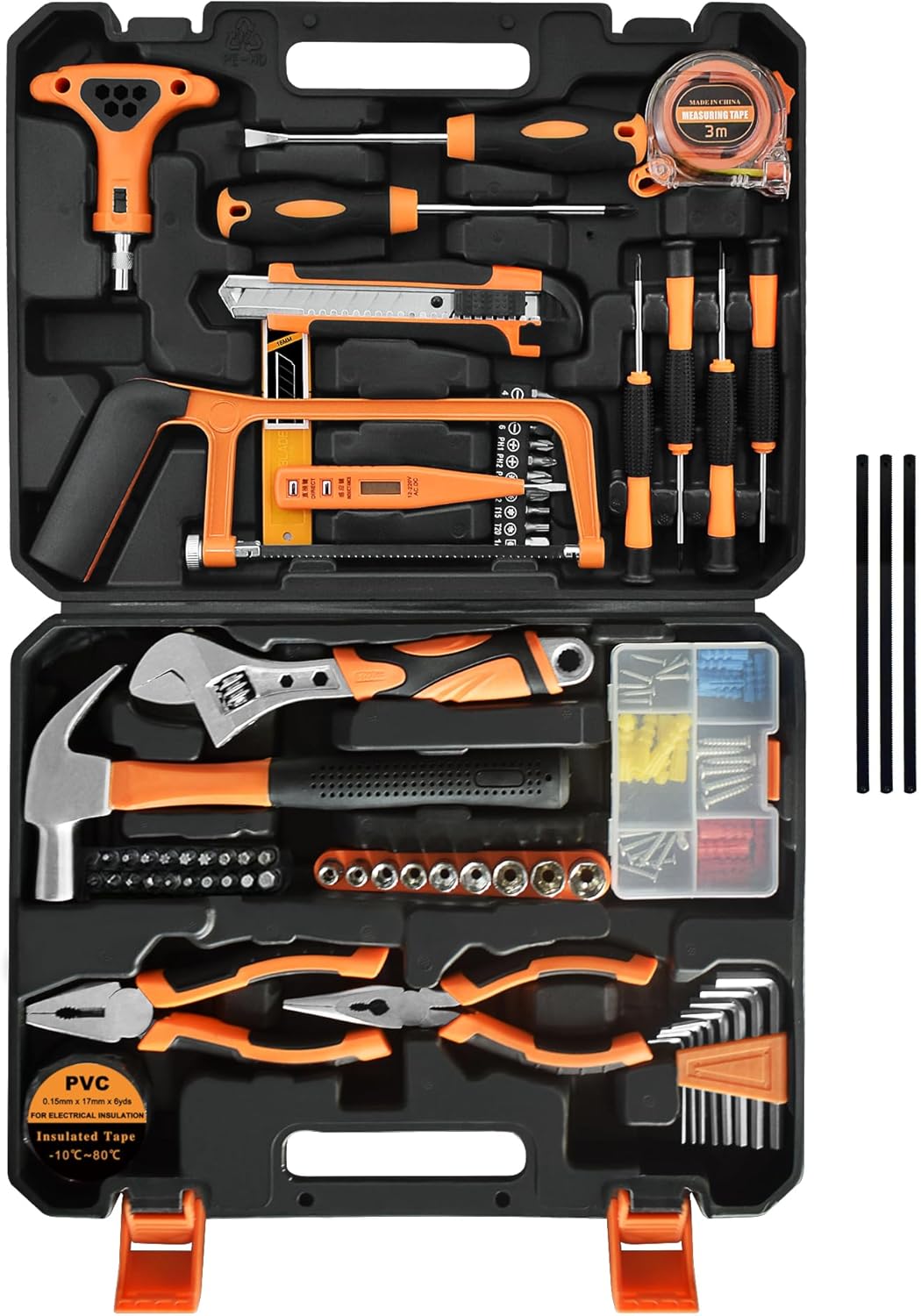 SKY-TOUCH 82 pcs Tool Set,General Household Hand Tool Kit,Hand Tool Sets with Solid Carrying Tool Box Carbon Steel Hardware for Daily Home Repair