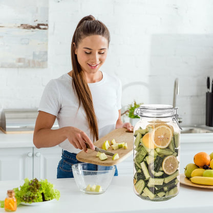 SKY-TOUCH Square Glass Jars with Airtight Lid, Wide Mouth Mason Jars with Clamp Lids,Glass Sealed Jars with Air Tight Lids, Best for for Flour, Cereal, Beans, Pasta and Canning