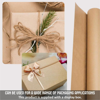 SKY-TOUCH Kraft Paper Roll (44cm x 30m) 80gsm, Wrapping Paper Roll, Craft Paper Gift Wrapping Bulletin Board Arts & Crafts, Bouquet Flower Table Covering Poster Packing Paper (1 Roll)