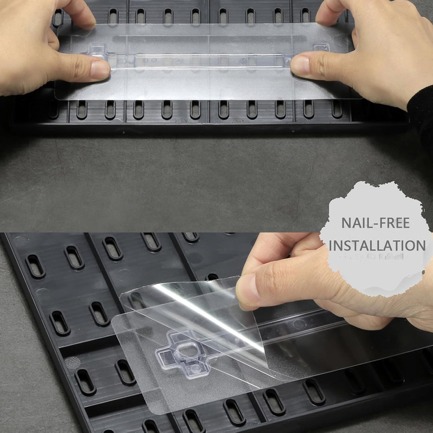 SKY-TOUCH Modular Pegboard Wall Organizer Kit - 2 Pegboards, 10 Accessories, No Drill Installation, Space-Saving Storage & Display for Kitchen, Office, Bathroom (Black)