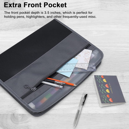 SKY-TOUCH Accordion File Folder with 13 Pockets & Double Zippers – Black 12-Layer Expanding Document Organizer for Students, Teachers, A4 Paper, School & Office Use