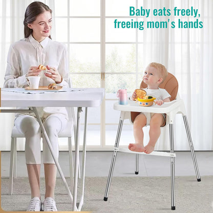 SKY-TOUCH 2 in 1 Baby High Chair with Removable Tray, Baby Dining Chair Adjustable Height, Baby Feeding Chair 3 Point Safety Belt, Baby Highchairs for Ages 6 Months to 3 Years