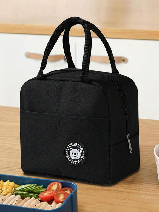 50pcs Lunch Box Bag : Reusable Insulated Lunch Tote Bag Leakproof Thermal Cooler Sack Food Handbags Case for Work Office School Picnic Travel Black