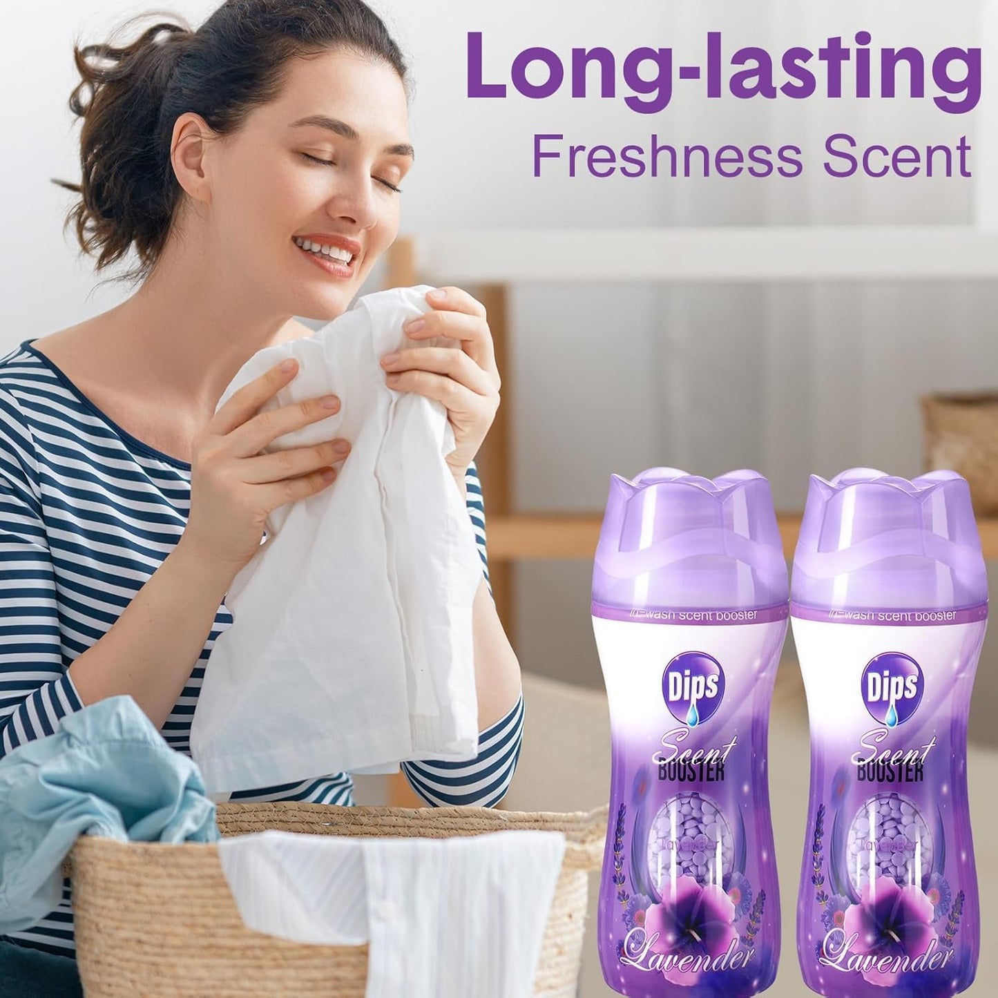 SKY-TOUCH 4 Bottles（1.04KG） Lavender Scent Laundry Booster Beads, Premium Fragrance for Fresh & Soft Clothes, Long-Lasting Scent, Easy Dissolve, No Residue