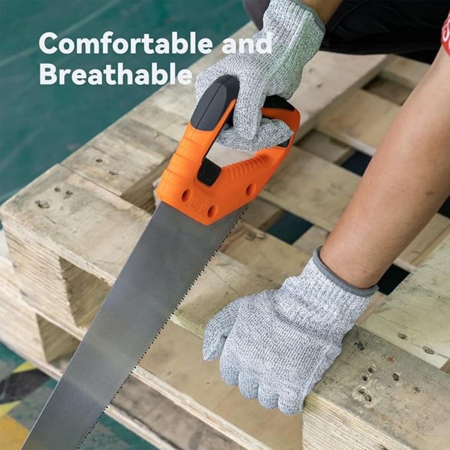 SKY-TOUCH Cut Resistant Gloves Level 5 Protection: HPPE Safety Gloves for Kitchen, Meat Cutting, Mandoline, Factory, Warehouse, Glass Handling – Food Grade, Comfortable, Machine Washable (L, 1 Pair)