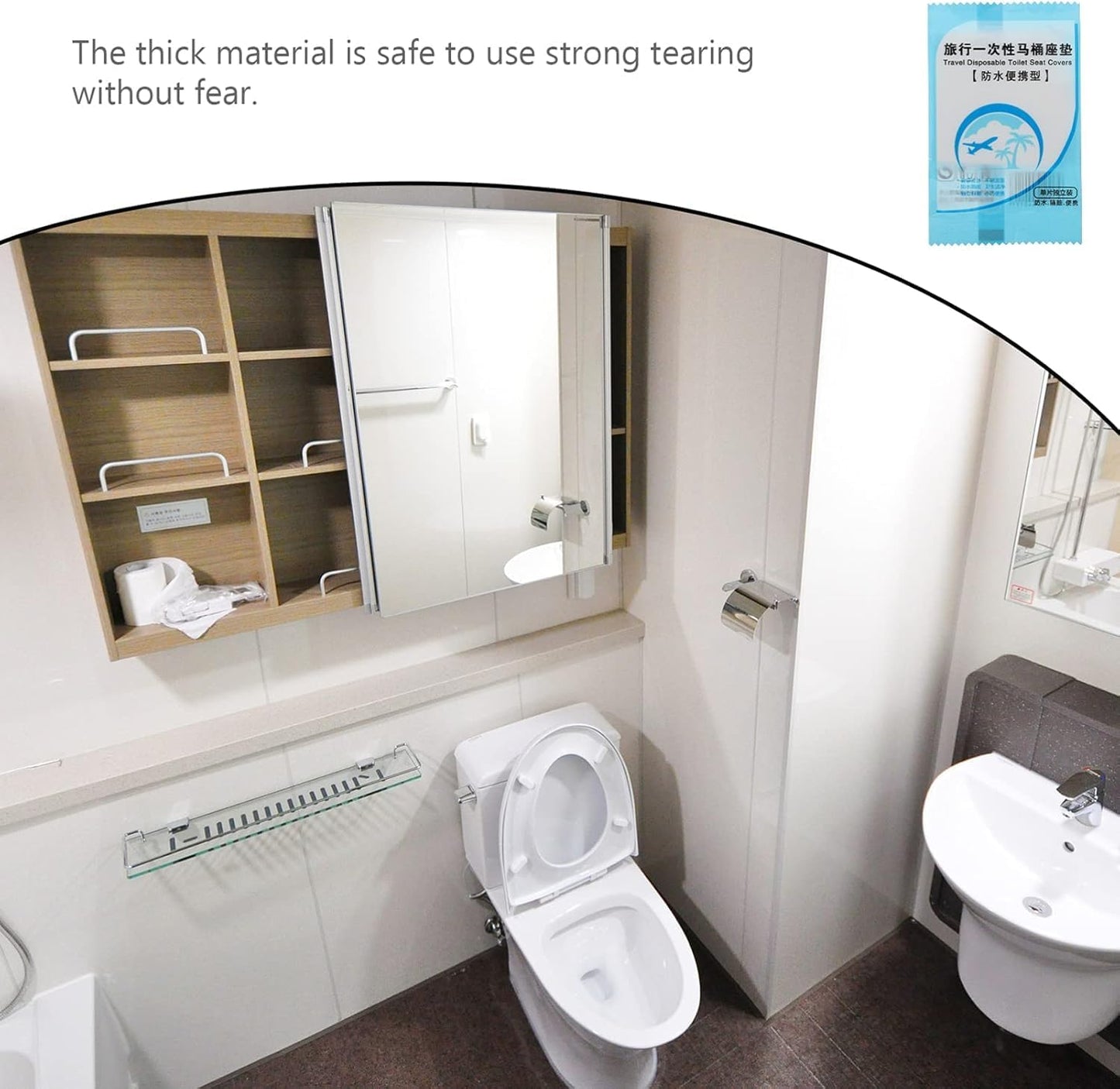 SKY-TOUCH 50PCS Disposable Toilet Seat Covers, Waterproof & Portable Travel Mat, Non-Slip PE Toilet Seat Protector for Public Restrooms, Hotels, Camping, and Travel