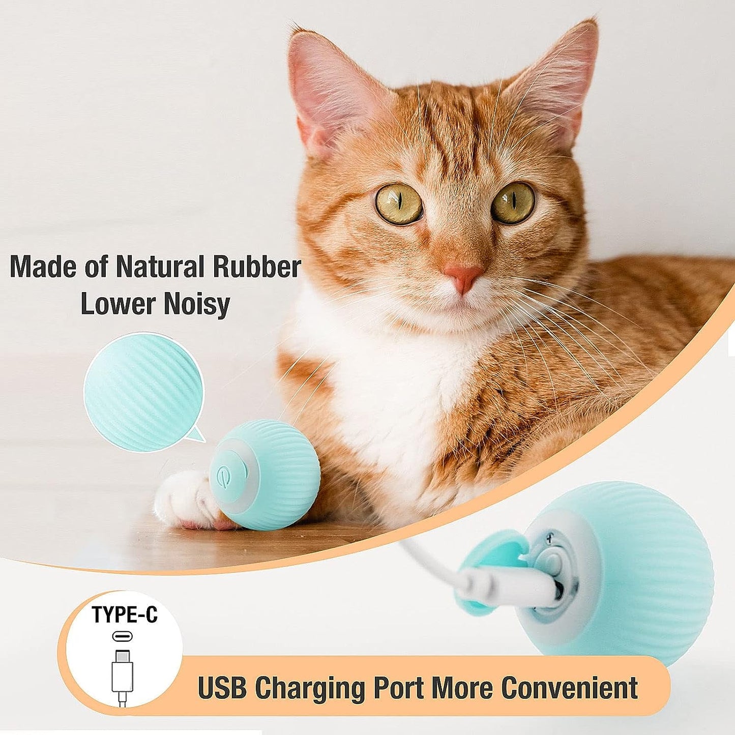 SKY-TOUCH Interactive Smart Cat Ball,Quiet Cat Toys for Indoor Cats Adult Automatic 360° Rotating Kitten Toys,Intelligent Automatic Mobile Ball USB Charging Pet Toy,Fun Gift for Kitten